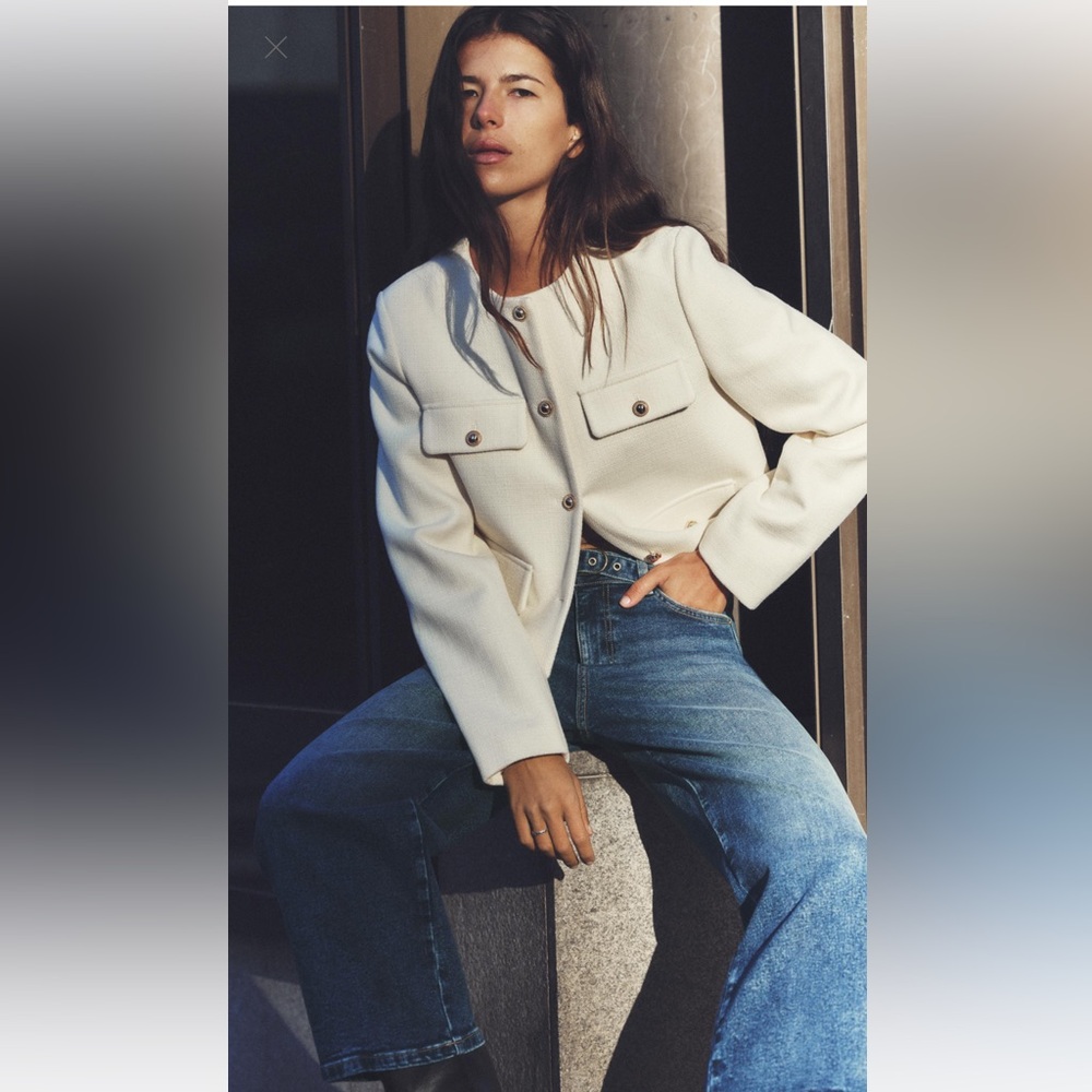 New Zara cropped flap jacket size xl